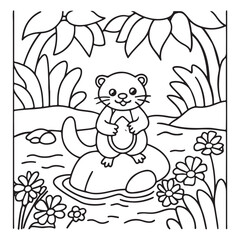 Secret Forest – Bold and Easy Coloring Pages for All Ages | Magical Nature Scenes to Color | Line art vector illustration | Forest Coloring Page | animal coloring page | Print