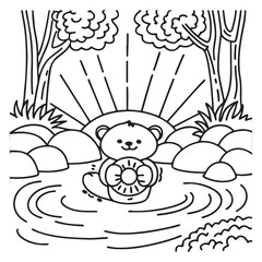 Secret Forest – Bold and Easy Coloring Pages for All Ages | Magical Nature Scenes to Color | Line art vector illustration | Forest Coloring Page | animal coloring page | Print