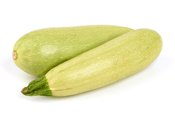 Zucchini, Two Green Vegetables, isolated on white background
