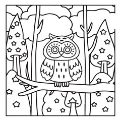 Secret Forest – Bold and Easy Coloring Pages for All Ages | Magical Nature Scenes to Color | Line art vector illustration | Forest Coloring Page | animal coloring page | Print
