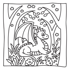 Secret Forest – Bold and Easy Coloring Pages for All Ages | Magical Nature Scenes to Color | Line art vector illustration | Forest Coloring Page | animal coloring page | Print