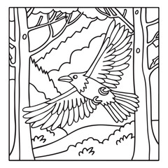 Secret Forest &ndash; Bold and Easy Coloring Pages for All Ages | Magical Nature Scenes to Color | Line art vector illustration | Forest Coloring Page | animal coloring page | Print