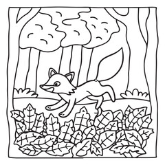 Secret Forest – Bold and Easy Coloring Pages for All Ages | Magical Nature Scenes to Color | Line art vector illustration | Forest Coloring Page | animal coloring page | Print