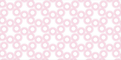  Seamless Pink Abstract Floral Pattern on White Background, Delicate Modern Eyelet or Lace Repeat Design, Subtle Floral Motif with Intricate Radial Shapes.