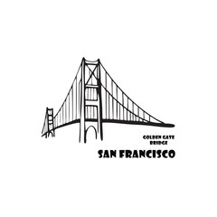  Silhouette Vector of the Golden Gate Bridge in San Francisco, California Iconic American Landmark vector Illustration for Design and Travel Projects.