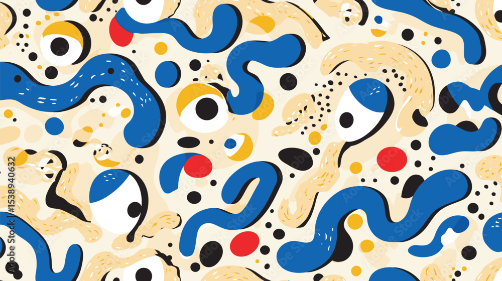 Poster abstract shapes compose dynamic pattern beige backdrop