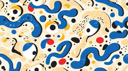 Abstract shapes compose dynamic pattern beige backdrop