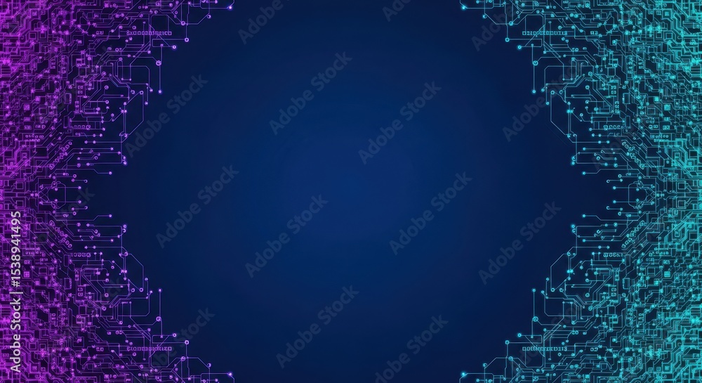 Poster digital network with connecting lines and dots on blue background
