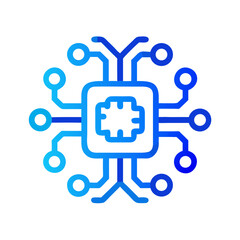 Abstract blue circuit board design with microchip and nodes  