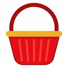 Red shopping basket icon isolated on white background