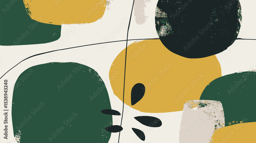 Poster abstract shapes overlap artistically in neutral background texture