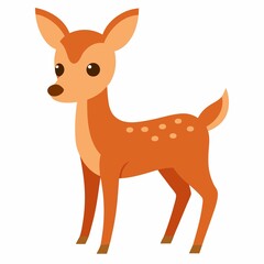 Cute cartoon fawn isolated on white background