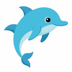 Cute cartoon dolphin illustration isolated on white background