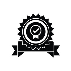 Winner badge or logo achievement silhouette vector icon on white background in Adobe Illustrator Artwork