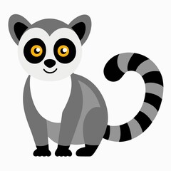 Cute ring tailed lemur cartoon isolated on white background
