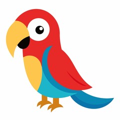 Cartoon parrot bird illustration isolated on white background