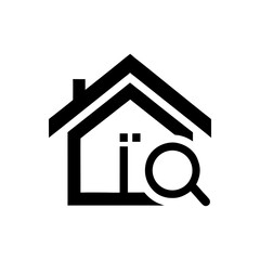 House with Search Icon Logo