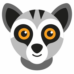 Cute lemur face cartoon illustration isolated on white background
