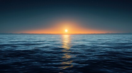 Obraz premium Sunrise over a tranquil ocean. Vast horizon