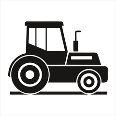 Simple Black Farm Tractor Agricultural Vehicle Icon