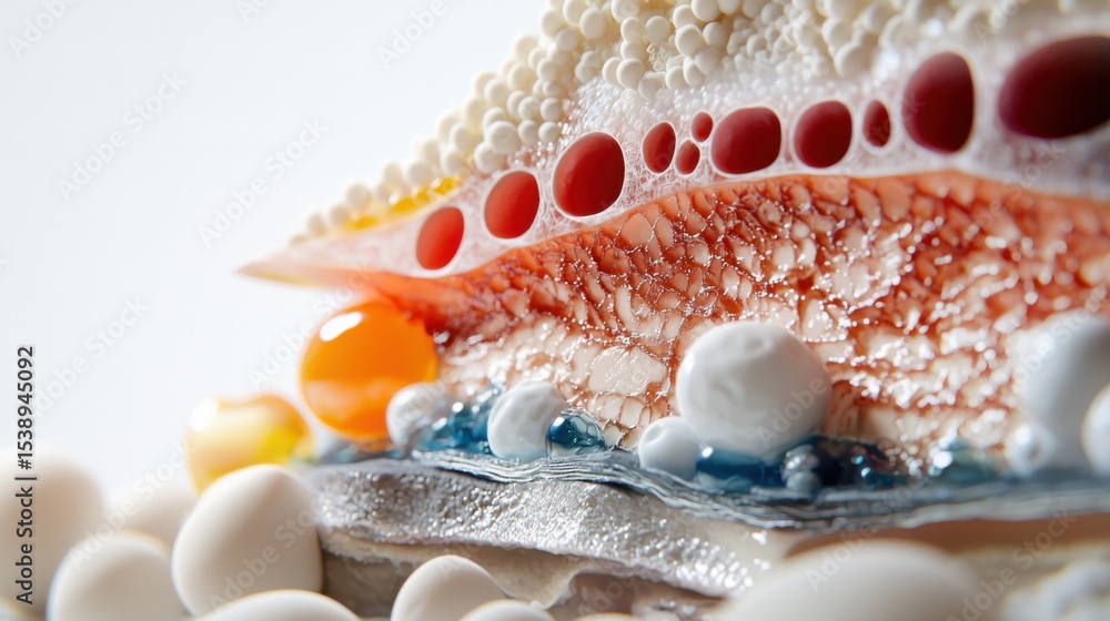 Poster detailed showcasing the intricate layers and structures of a scalp, highlighting the presence of dan
