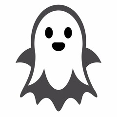 Happy cartoon ghost icon isolated on white background