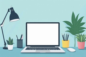 Isolated laptop mockup without background with blank screen. Stock royalty free illustration.