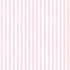 Seamless vertical watercolor stripe pattern in cherry blossom pink on white background