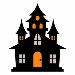 Halloween haunted house icon isolated on white background