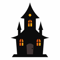 Halloween haunted house illustration isolated on white background