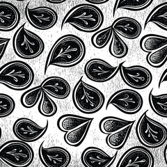 Black and White Organic Paisley Pattern Teardrop Shapes Repeating Texture Background Design vector