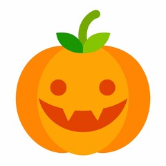 Smiling jack o lantern pumpkin isolated on white background