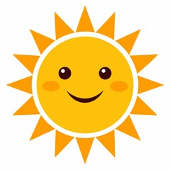 Happy smiling sun cartoon icon isolated on white background