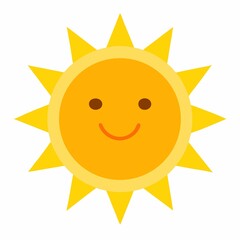 Smiling sun cartoon character isolated on white background