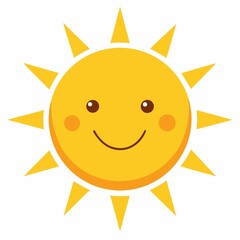 Happy smiling sun cartoon character isolated on white background