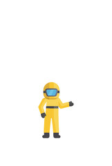 yellow color Chemical Protective Suits, Biohazard protective suit, graphic of image man wearing hazmat suits, Safety virus infection concept. Dangerous profession. Virus, isolated on white background.
