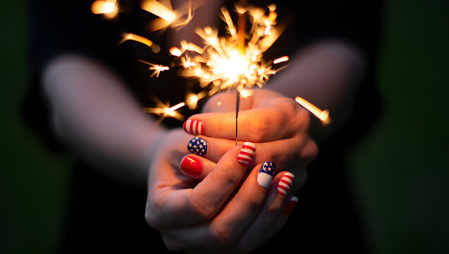 Spark of Freedom: Patriotic Manicure and Sparkler