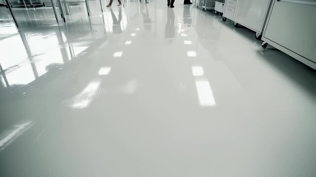 Polished epoxy floor in a modern facility