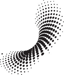 Abstract black dot pattern in a flowing curve design on a clean white background graphic illustration