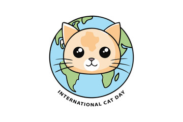 International Cat Day Art Design on White Background