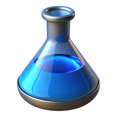Glass erlenmeyer flask with blue liquid