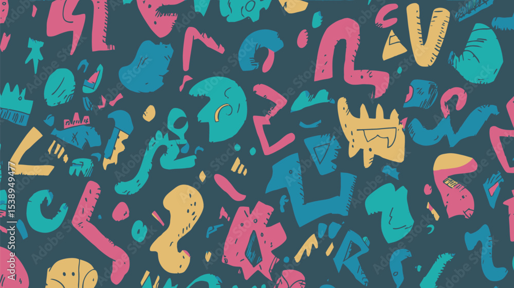Poster colorful forms scattered abstract background surface design