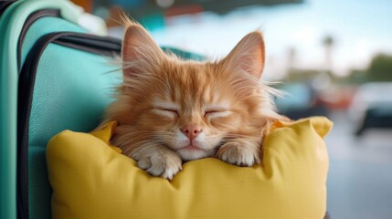 A playful puppy curiously exploring the interior of an open piece of luggage, with a calm cat resting on top of the bag in a cozy, indoor setting.