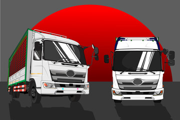 Beautiful medium transport truck, vector file