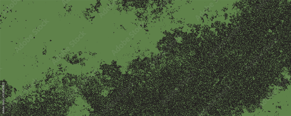 Poster abstract depiction of textured green surface with dark speckles resembling nature's elements and org