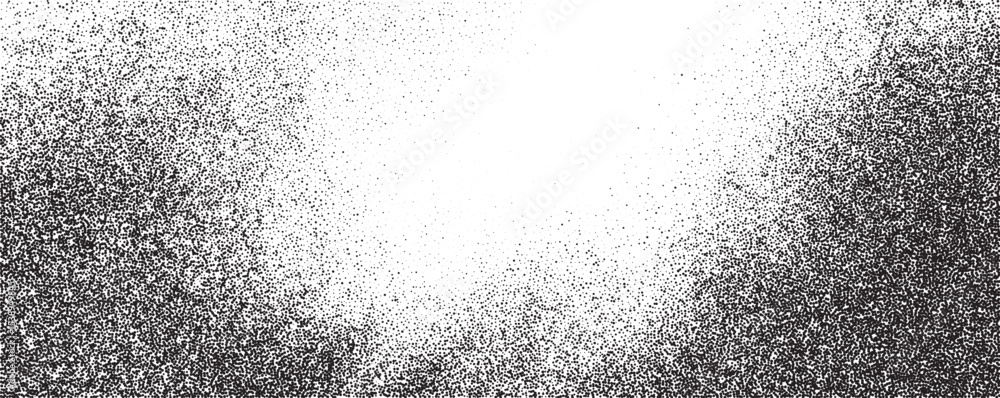 Poster Abstract black and white texture showcasing a gradient of dots creating a visual depth and atmosphere in artistic design
