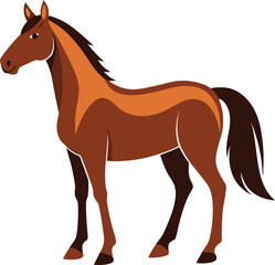 Brown horse vector illustration, horse illustration isolated on transparent background, vector illustration of a horse