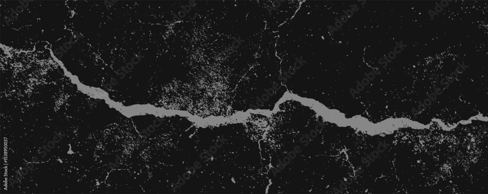 Poster cracked black surface with intricate gray pattern revealing texture and depth