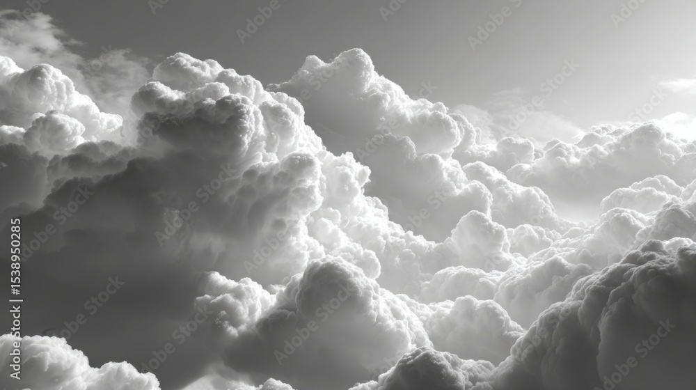 Poster dense clouds dominate the sky, creating an atmospheric display of shades of gray. the view captures 