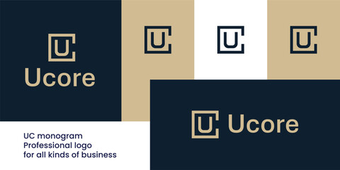 UC monogram logo formed as a geometric square frame for real estate and luxury branding